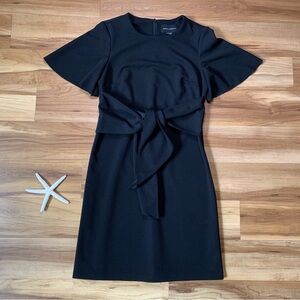 Donna Morgan Women’s Black Flutter Sleeve Waist Tie Dress, Size 4